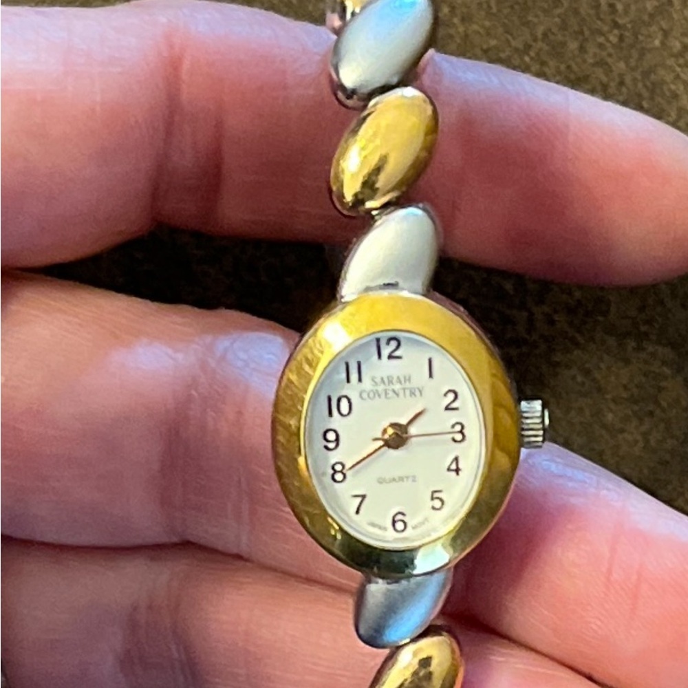 Sarah Coventry Vintage Silver Gold Link Watch LSD602 - Tested